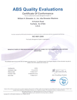 Brewster Washers ISO9001:2008 Certification